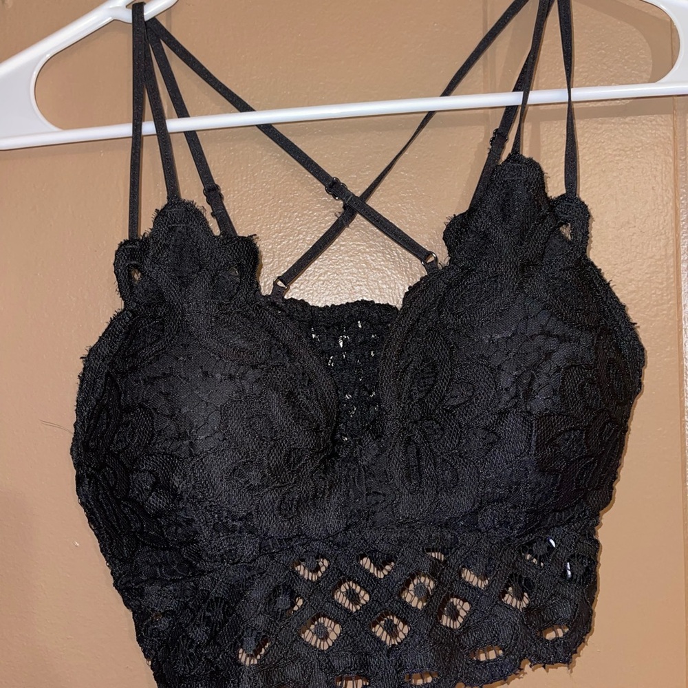 Anemone Black Lace Strappy Bralette